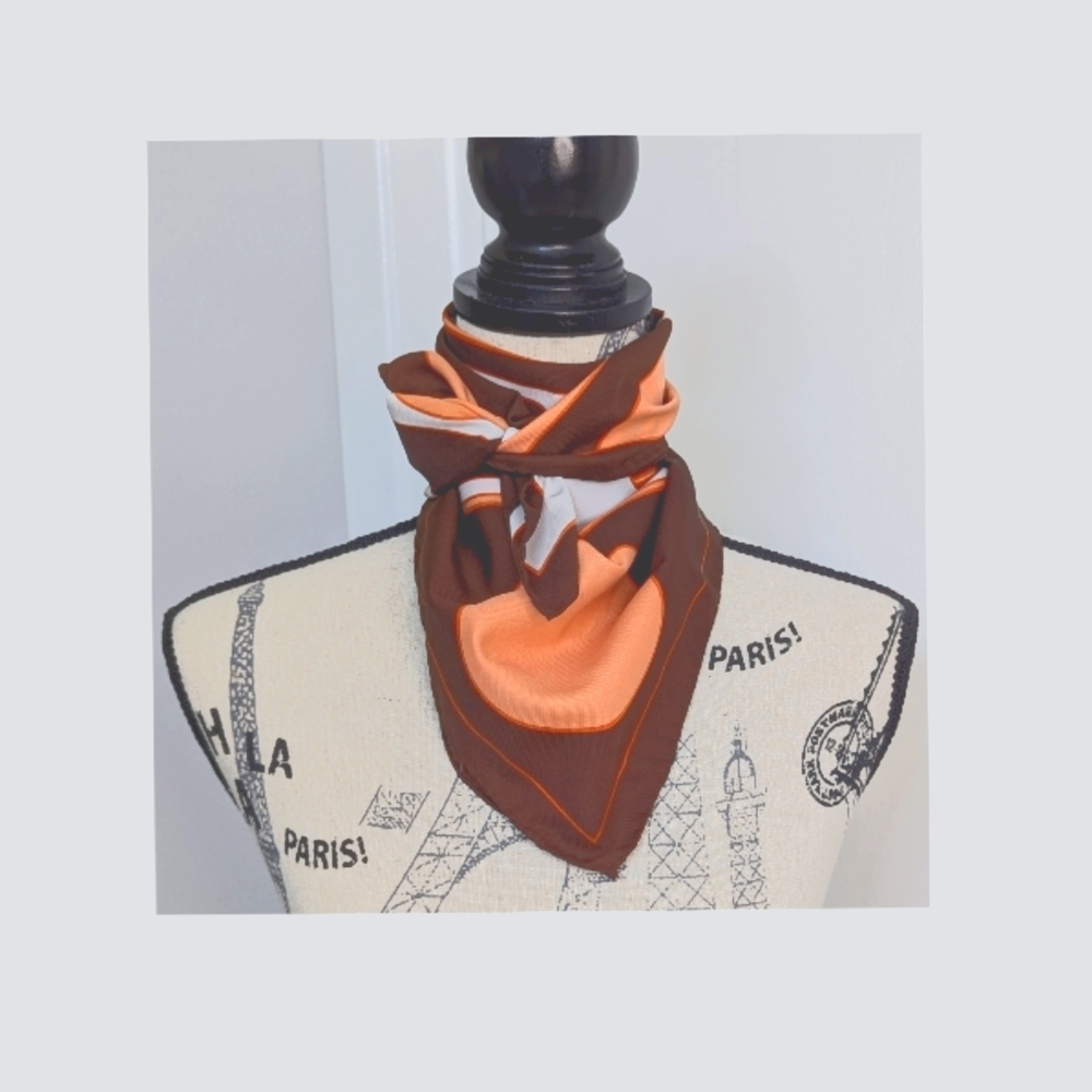 Brown and Orange Scarf - Polyester - 26"X26"